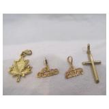4pc 14k Gold Pendants - Charms