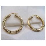 14k Gold Twisted Hoop Earrings - Italy