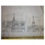 2pc Set Paris Street Scene Serving Platters