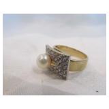 Vintage 10k Gold & Pearl Lady