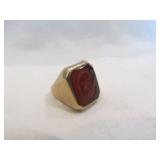 10k Gold & Engraved Red Stone 1939 Class Ring