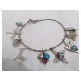 Sterling Silver & Turquoise Charm Bracelet