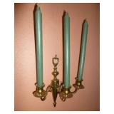 Pair of Brass Candelabra Wall Sconce