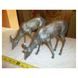 Pair of Heavy Cast Metal Silver Tone Deer Figures