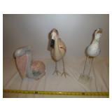 3pc - Carved Wood Sea Birds & Flamingo Water Can