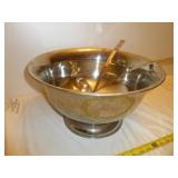Vintage Silver Plate Large Punch Bowl & 2 Ladles