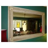 Carved Wood Frame Bevel Glass Wall Mirror