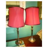 Silver Plate & Wood Vintage Deco Lamp Pair