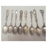 8pc Sterling Silver Vintage Souvenir Spoons