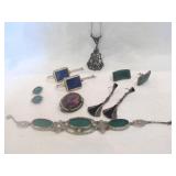 Vintage Silver Jewelry - Malachite & Onyx