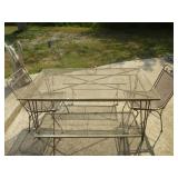 Wrought Iron Patio Table w/ Benches & Chairs