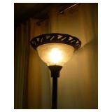 Ornate Glass & Metal Torchiere Floor Lamp
