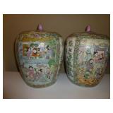 Pair of Vintage Large Porcelain Ginger Jars