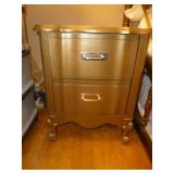 Mid Century Wood  & Brass White Top Side Table