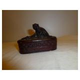 Vintage Asian Monkey Cinnabar Seal Stamp & Box