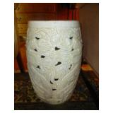 Vintage Asian Dragon Ceramic Cylinder Plant Stand