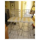 Pair of Wrought Iron Swivel Bar Stools Pub Chairs