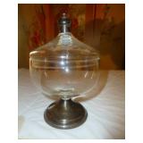 Duchin Sterling Silver & Etched Glass Compote