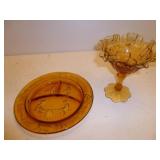 Amber Glass Compote & Kid