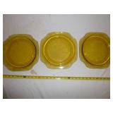 3pc Amber Depression Glass Plates