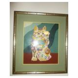 Maneki-neko Hook & Latch Framed Lucky Cat Art
