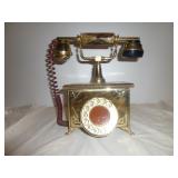 Mid Century Brass & Marble Rotary Desk Phone