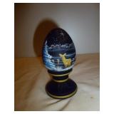 Fenton 1994 Solid Blue Glass Artist Signed Egg