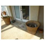 Pair of Large Ceramic Planters w/ Garden Decor