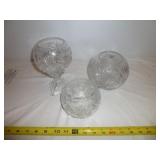 3pc Lead Crystal Compote & Bowl Vases