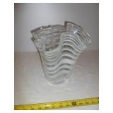 Cased Art Glass Folded Vase