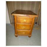 Solid Wood 3 Drawer End Table Organizer Cabinet