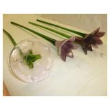 4pc Blown Art Glass 20" Stemmed Flowers