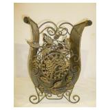Ornate Wrought Metal Towel Holder / Magazine Rack