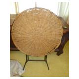 Wicker Top Cast Iron Base Folding Patio Table