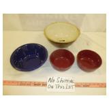 4pc Stone Ware & Ceramic Mixing & Center Bowls