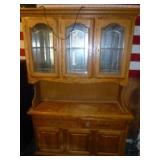 Break Front Leaded Glass Lighted Display Cabinet