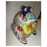 Talavera Style Hand Painted Frog Ceramic Planter