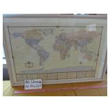 Wood Frame World Wall Map