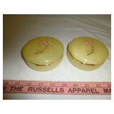 Pair of Hand Carved Alabaster Stone Jewelry Boxes