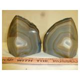Grey Agate Silver Edge Polished Geode Book Ends