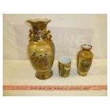 3pc Set Vintage Asian Porcelain Vases & Canister