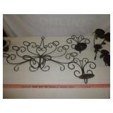 4pc Wrought Iron Candle Holder & Wall Sconce