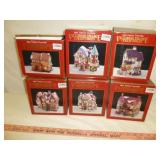 6pc Set Hand Painted Victorian Christmas Village