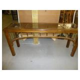 Mid Century Wood & Glass Hall Table / Sofa Table