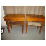 Pair of Vintage Wood Tiered Side Tables