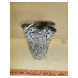 Cased Art Glass Pinch Top Vase