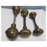 3 Sets Antique French Brass Door Knobs