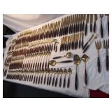166pc Mid Century Wood Handle Flat Ware Set