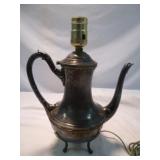 Vintage Silver Plate Tea Pot Accent Lamp