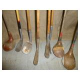 8pc Vintage Golf Clubs - Wood Shaft Golf Clubs